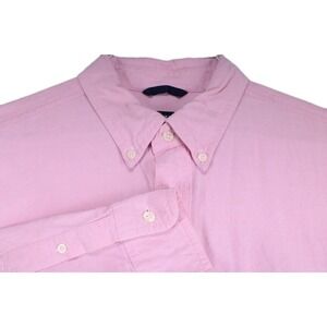 Chaps Mens Oxford Pink Shirt Long Sleeve Button Down 100% Cotton Size L